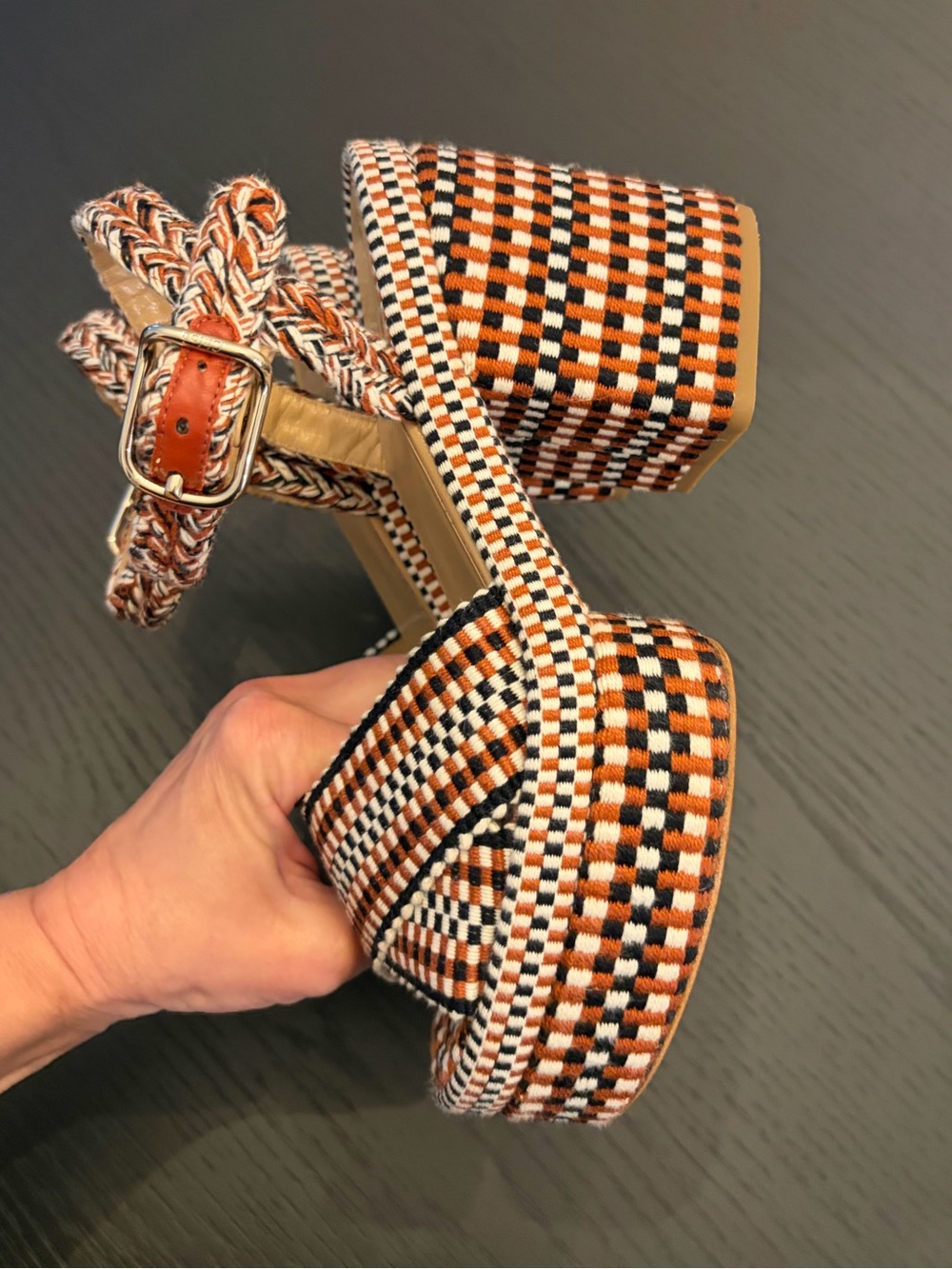 Chloe Odina Braided-Straps Cotton Platform Sandals - Picture 10 of 16